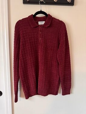Old Navy Women's Burgundy Crewneck Polo Sweater
